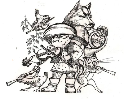 Иллюстрация к сказке волк и петя. Скачать и распечатать