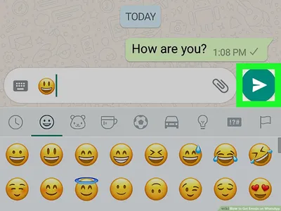 Chat and send button move to top of screen with new emoji panel. : r/ whatsapp