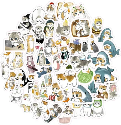 Набор стикеров \"Kawaii Сats in clothes - Милые коты в одежде\". Стикеры для  творчества на телефон, ноутбук, ежедневник, велик. - купить с доставкой по  выгодным ценам в интернет-магазине OZON (828118073)