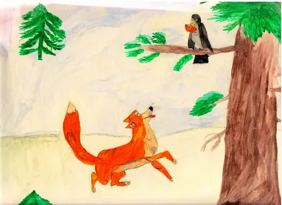 Нарисовать детский рисунок к басне лиса и ворона - YouTube