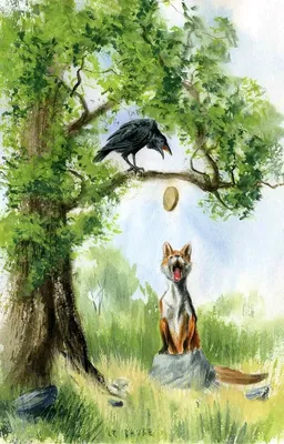 Иллюстрация к басне ворона и лисица - 77 фото