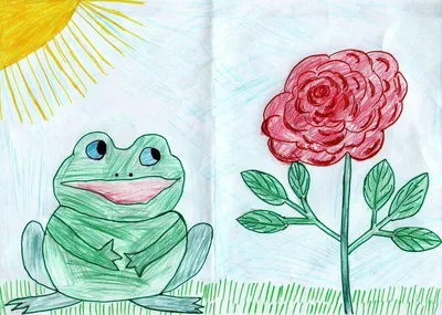Рисунок лягушка и роза - 70 фото