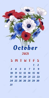 Октябрь Календарь Мобильные обои Цветные цветы Фон Обои Изображение для  бесплатной загрузки - Pngtree