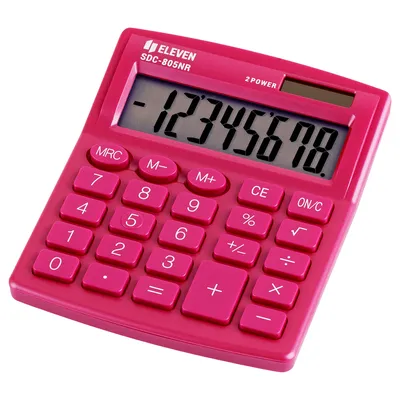 Калькулятор настольный Eleven SDC-805NR-PK, 8 разр., двойное питание,  127×105×21мм, розовый арт. 1255933 - купить в Москве оптом и в розницу в  интернет-магазине Deloks
