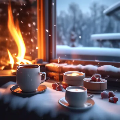 Утро, кофе, камин, искры, тепло, …» — создано в Шедевруме
