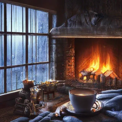 Обои зима, кофе, горячий, чашка, fire, камин, winter, cup на телефон и  рабочий стол, раздел настроения, разрешение 7426x4950 - скачать