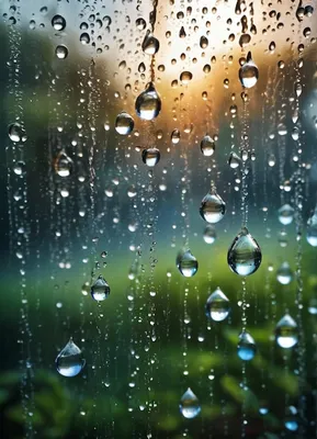 Капли дождя на оконном стекле макро фото обои | Премиум Фото