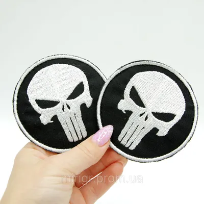 Купить Нашивка ( шеврон патч patch ) тактическая Punisher ( каратель ) 3D  PVC ( пластизоль ) на липучке D-7,5 черная (2504156) - HAKKI