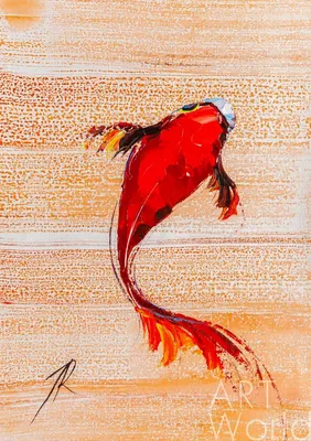 Картина Картина маслом \"Карп Кои. Японская золотая рыбка на удачу\" 20x30  JR200308 купить в Москве