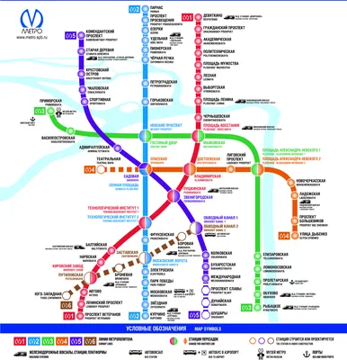 Карта метрополитена города Санкт-Петербург