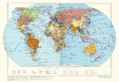Купить детские обои Детальная карта мира