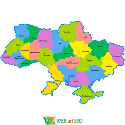 Контурна карта України з областями, скачати та роздрукувати безкоштовно |  Школа