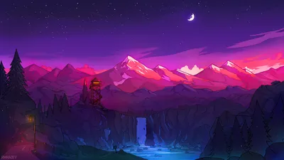 1366x768] Colorful Mountains Night Minimal. : r/wallpaper