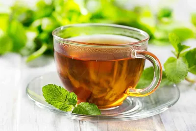 Красная чашка чая с лимоном и мятой Стоковое Изображение - изображение  насчитывающей цветасто, мята: 29013473