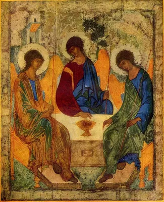 Икона Святая Троица резная из дерева