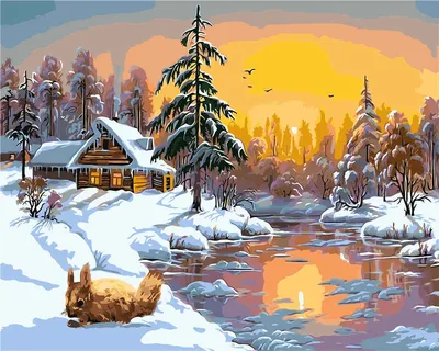 Зима пейзаж зима, раннее утро, …» — создано в Шедевруме