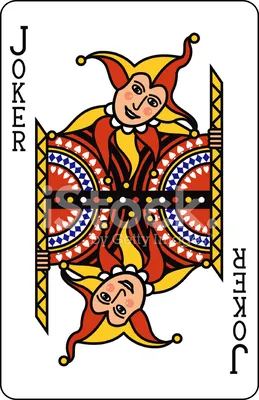 Играть в карты, джокер красные и черные на желтом фоне. Стоковое Фото -  изображение насчитывающей клоун, рамка: 214910998