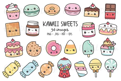 Kawaii Sweets Clipart Cute Sweet Candy Clipart Food Cake Donut Cupcake  Gumball Machine Macaron Candies Cookie Ice Cream Muffin Dessert Party - Etsy