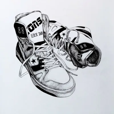 Графический рисунок обуви линером | Кеды converse, Кеды, Рисунок