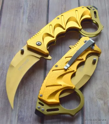 Amazon.com: SPRING ASSISTED GOLD FINISH KARAMBIT KNIFE WITH POCKET CLIP -  8.75 INCH by ProTactical'US : Everything Else