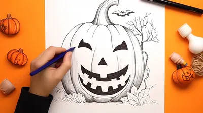 Как нарисовать тыкву на Хэллоуин 🎃 урок рисования - рисуем вместе | Рисуем  вместе | Онлайн школа рисования | Дзен