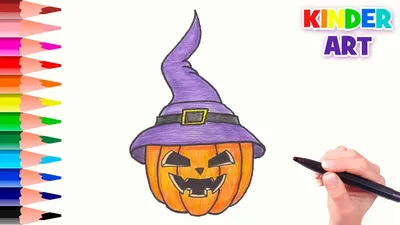 How to Draw a Pumpkin with a Hat - Halloween Drawing - YouTube