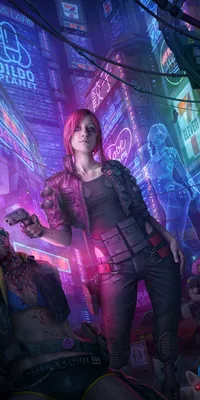 Images Cyberpunk 2077 Pistols Girls vdeo game 2560x1440