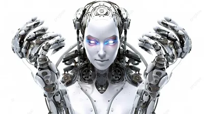 женщина киборг или робот с открытыми руками 3d рендеринг на белом фоне,  гуманоид, киборг, 3д робот фон картинки и Фото для бесплатной загрузки