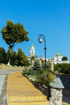 Pictures Kiev Ukraine Pechersk Lavra complex stairway temple Street