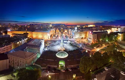 Обои на рабочий стол Вечерний Киев, Площадь Независимости, Майдан  Незалежности, ночной город, обои для рабочего стола, скачать обои, обои  бесплатно