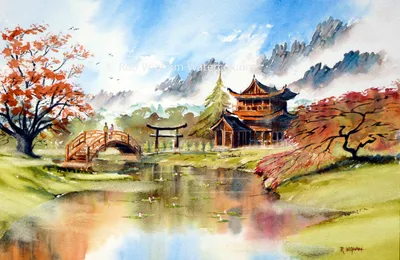Китайский пейзаж рисунок - 75 фото