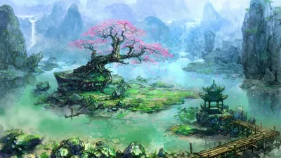 Китайский пейзаж фэнтези - 55 фото