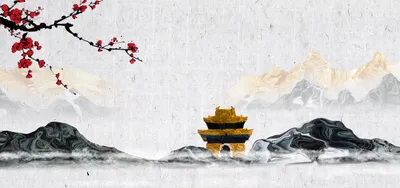 Китайский пейзаж на сером фоне, ветер, Мэй, Цветение сливы фон картинки и  Фото для бесплатной загрузки