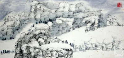 Картина на холсте \"китайский пейзаж в японском стиле живопись\" 30x40 см. -  купить по низкой цене в интернет-магазине OZON (776060875)