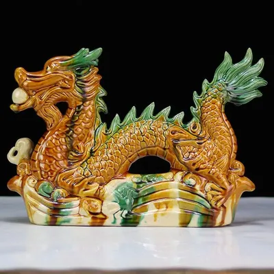 фигурка дракона китайского из бронзы с янтарем купить