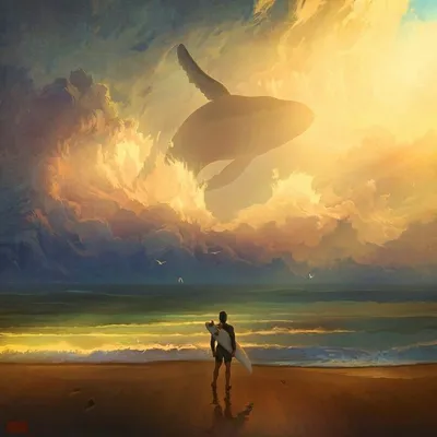 Кит в небе | Digital painting, Whale art, Digital artwork