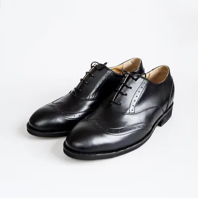 Классические кожаные мужские ботинки Brogue №1 All Black