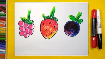 Рисунок цветными карандашами \"Ягоды\" | Пикабу