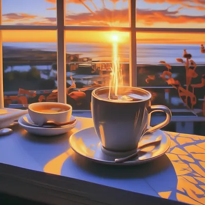 Утро, кофе, рассвет» — создано в Шедевруме