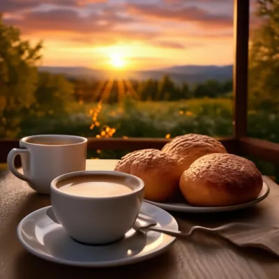 Доброе утро, красивый рассвет, кофе …» — создано в Шедевруме