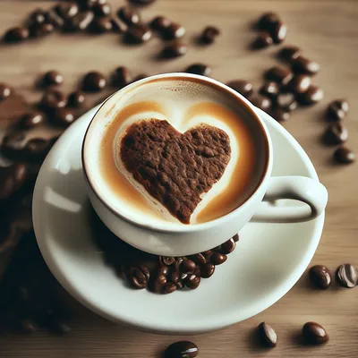 Чашка кофе с сердечком» — создано в Шедевруме