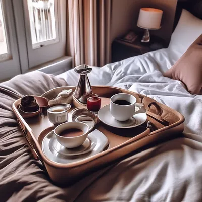 Кофе и цветы в постель - красивые фото