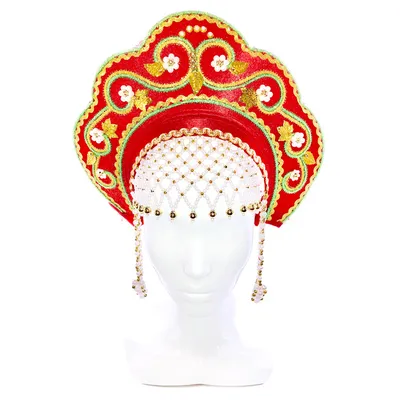Кокошник русский народный традиционный \"Виктория\", красный с золотым -  купить по доступным ценам в интернет-магазине OZON (520899781)