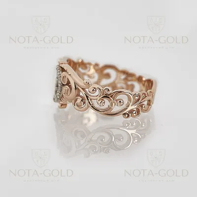 Золотое кольцо обручальное с фианитом, ширина 4 мм — Покровский ювелирный  завод