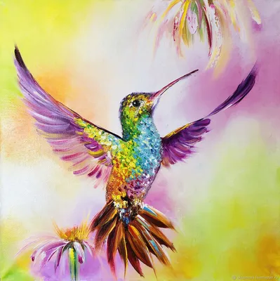 Обои на рабочий стол Фэнтези колибри на фоне цветов, by Maquenda, обои для  рабочего стола, скачать обои, обои бесплатно