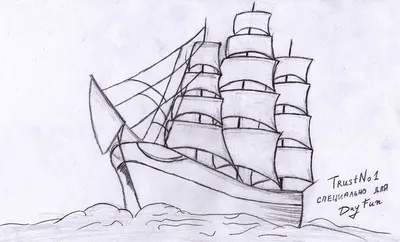как рисовать корабль карандашом | Парусник рисунок, Рисунок корабля,  Рисовать