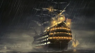 Обои корабли, море, свет, дождь картинки на рабочий стол, фото скачать  бесплатно