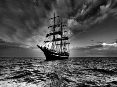 Черно-белое фото корабля, обои с кораблем, картинки, фото 1600x1200