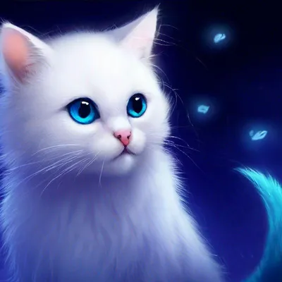 Кошка белая фентези синие глаза» — создано в Шедевруме