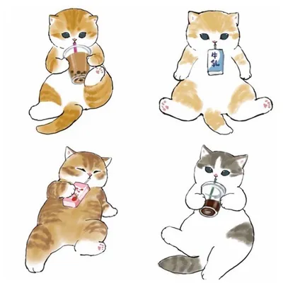 Милые котики и очаровательные котята в рисунках